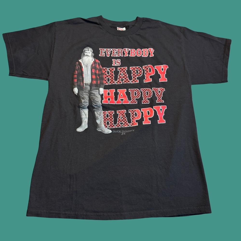 Duck Dynasty Happy Happy Happy Phil Robertson Black T-shirt L TV